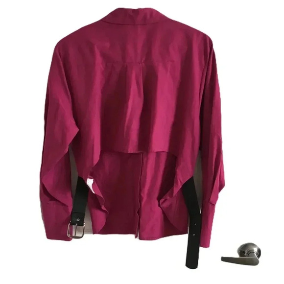 Magenta Belted Back Cotton Shirt  100% Cotton Long sleeves Sz (EU 36| US 4) - Picture 6 of 11